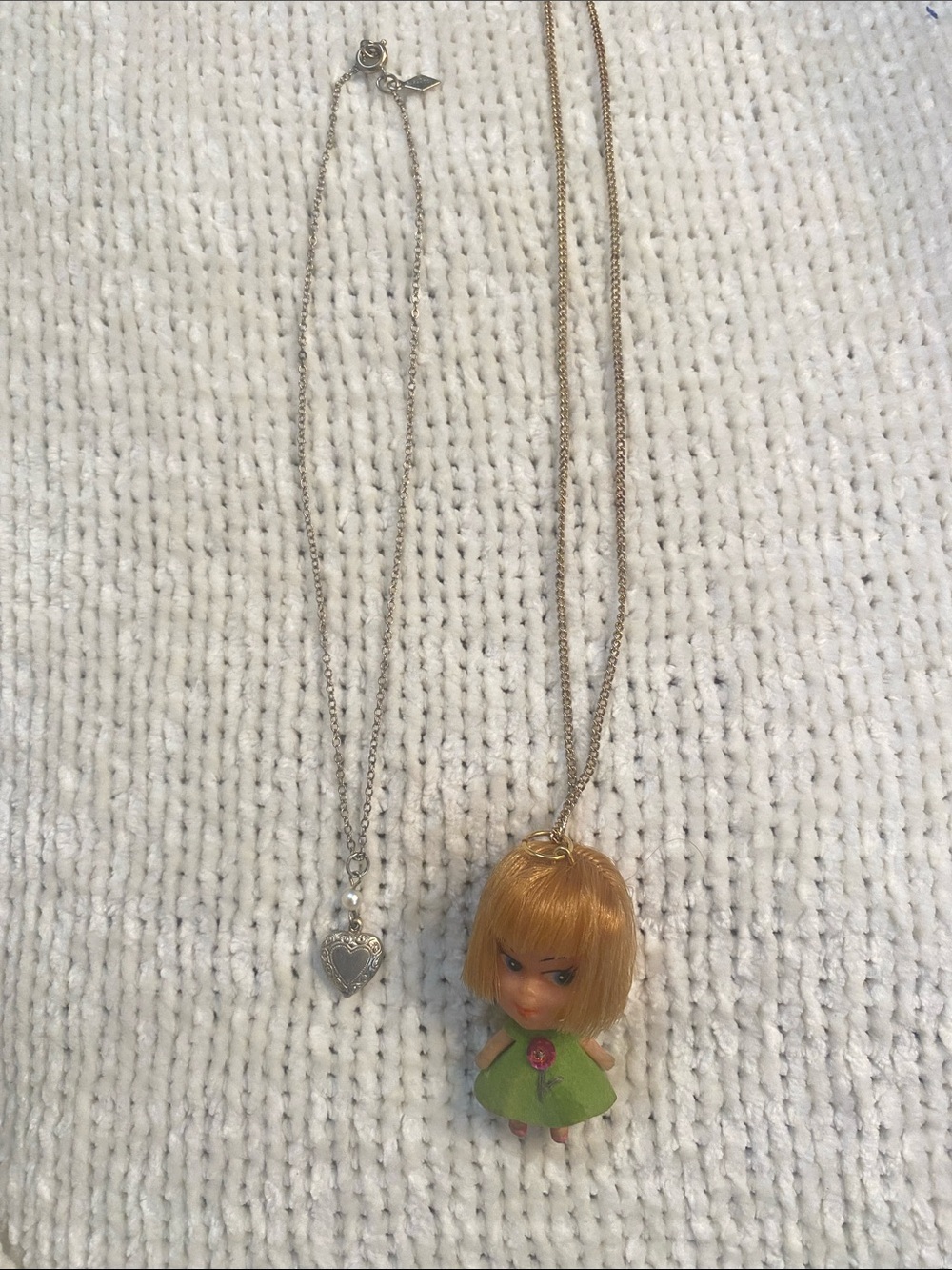 Girls Sarah Coventry Doll and heart necklaces